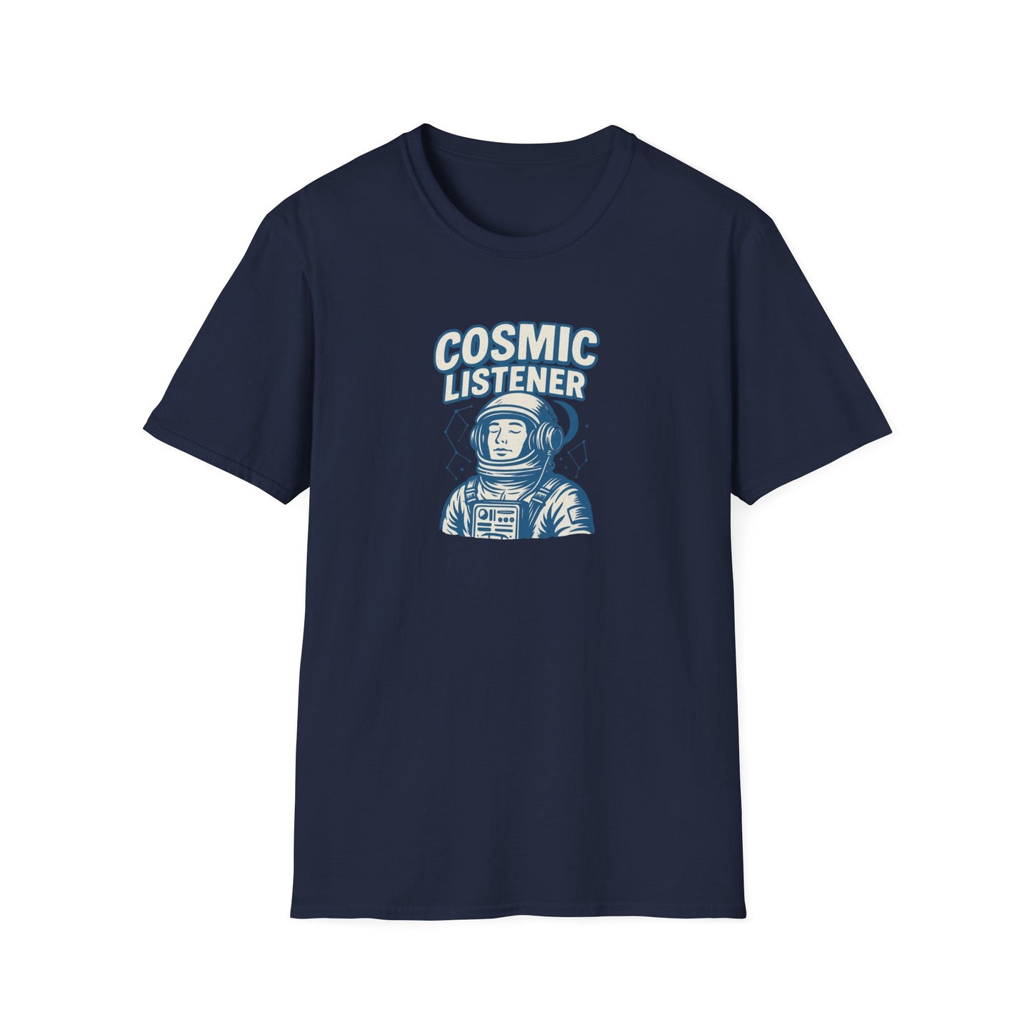 Cosmic Listener T-Shirt — Retro Astronaut Tee for Space Lovers