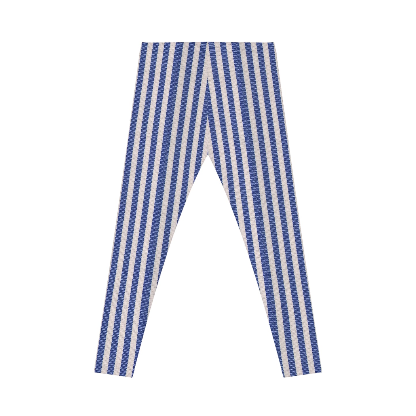 Blue & White Vertical Stripe Leggings — Nautical Casual Women's Leggings
