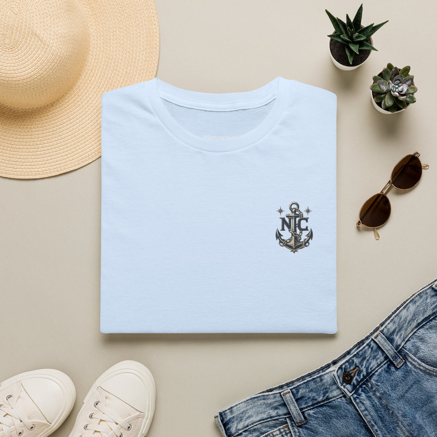 Anchor Monogram T‑Shirt — Nautical Initials Chest Logo