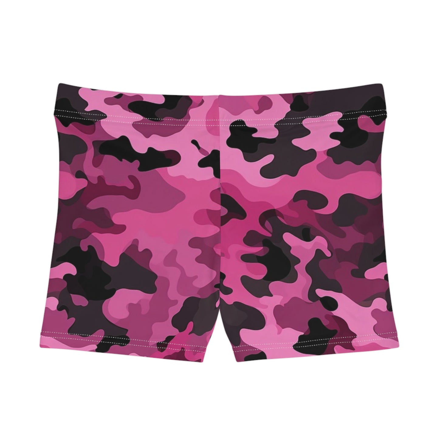 Pink Camouflage Women's Shorts — Camo Pattern Athletic Swim/Workout Shorts