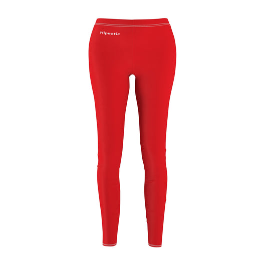 Red High-Waist Women's Leggings – Slim Fit Casual Activewear