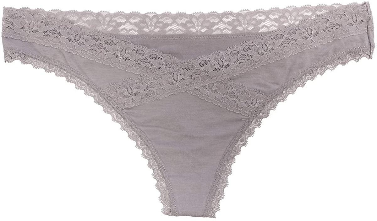 V-Front Modal Thong with Lace 3 Pack