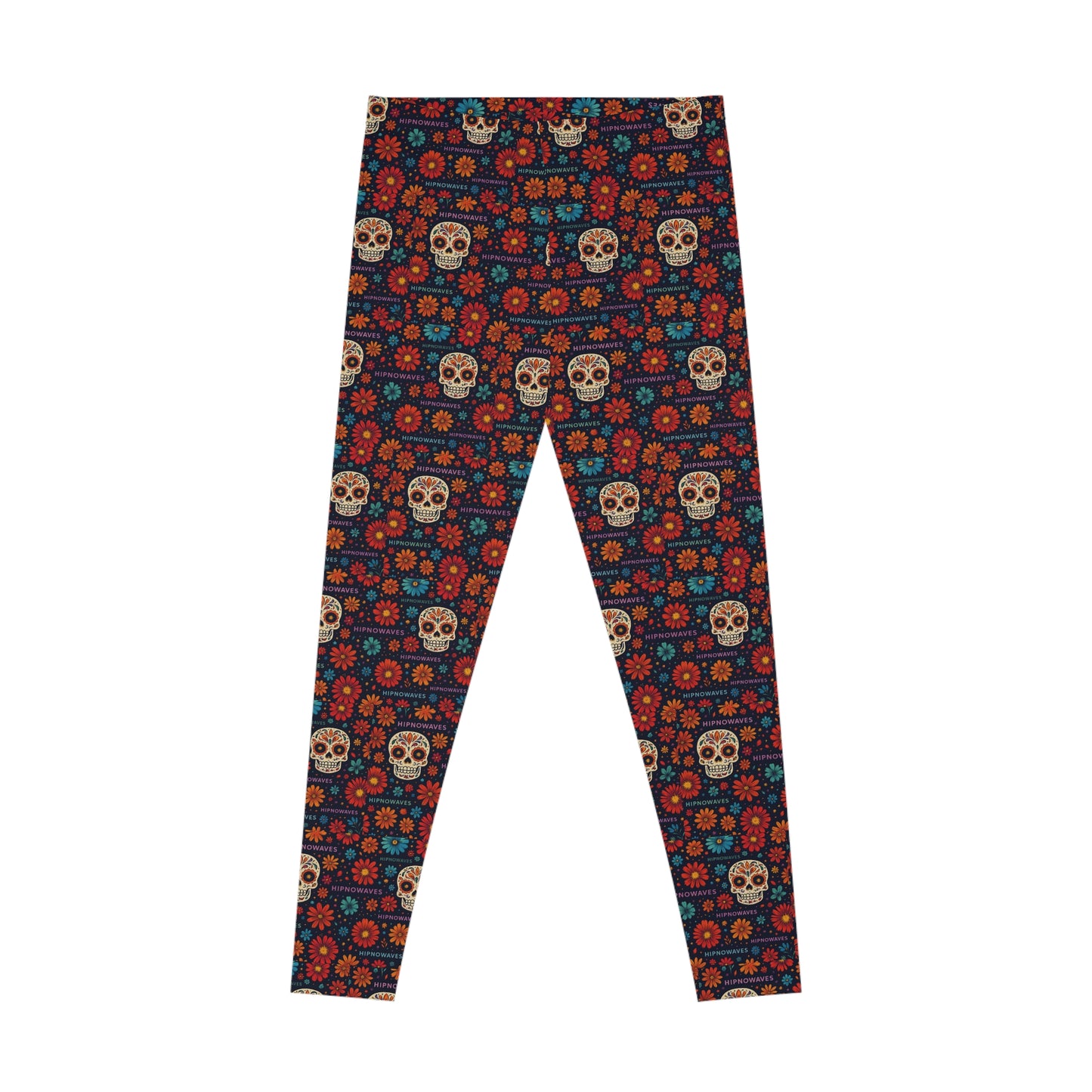 Colorful Skull Pattern Stretchy Leggings, Comfortable Exercise Wear, Halloween Outfit, Yoga Pants, Festival Clothing