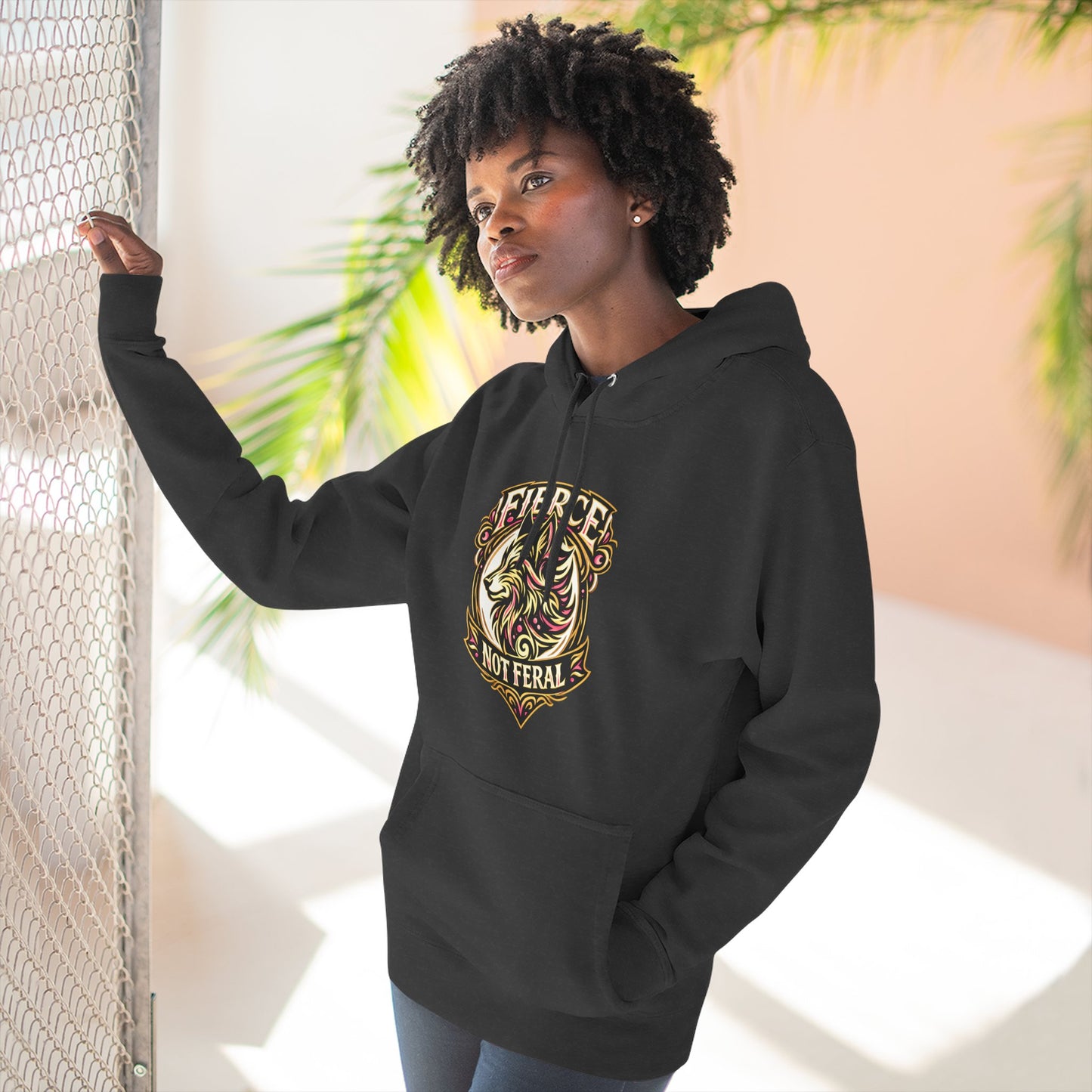 Fierce Not Feral Vintage Hoodie - Crest Graphic Pullover