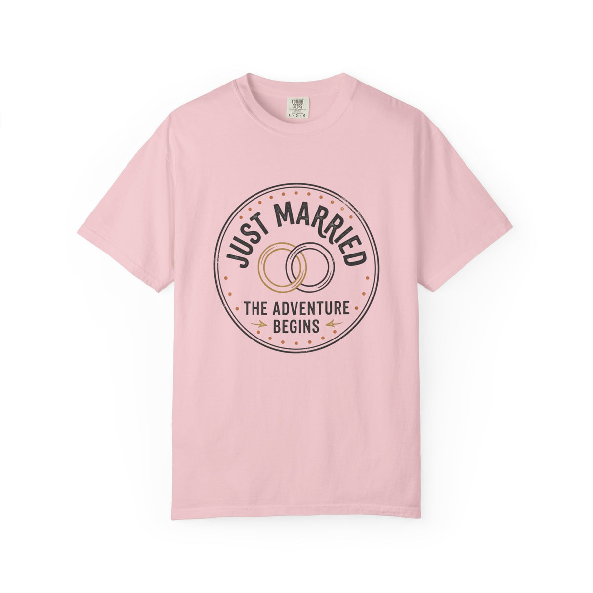 Just Married T-Shirt — The Adventure Begins Wedding Tee