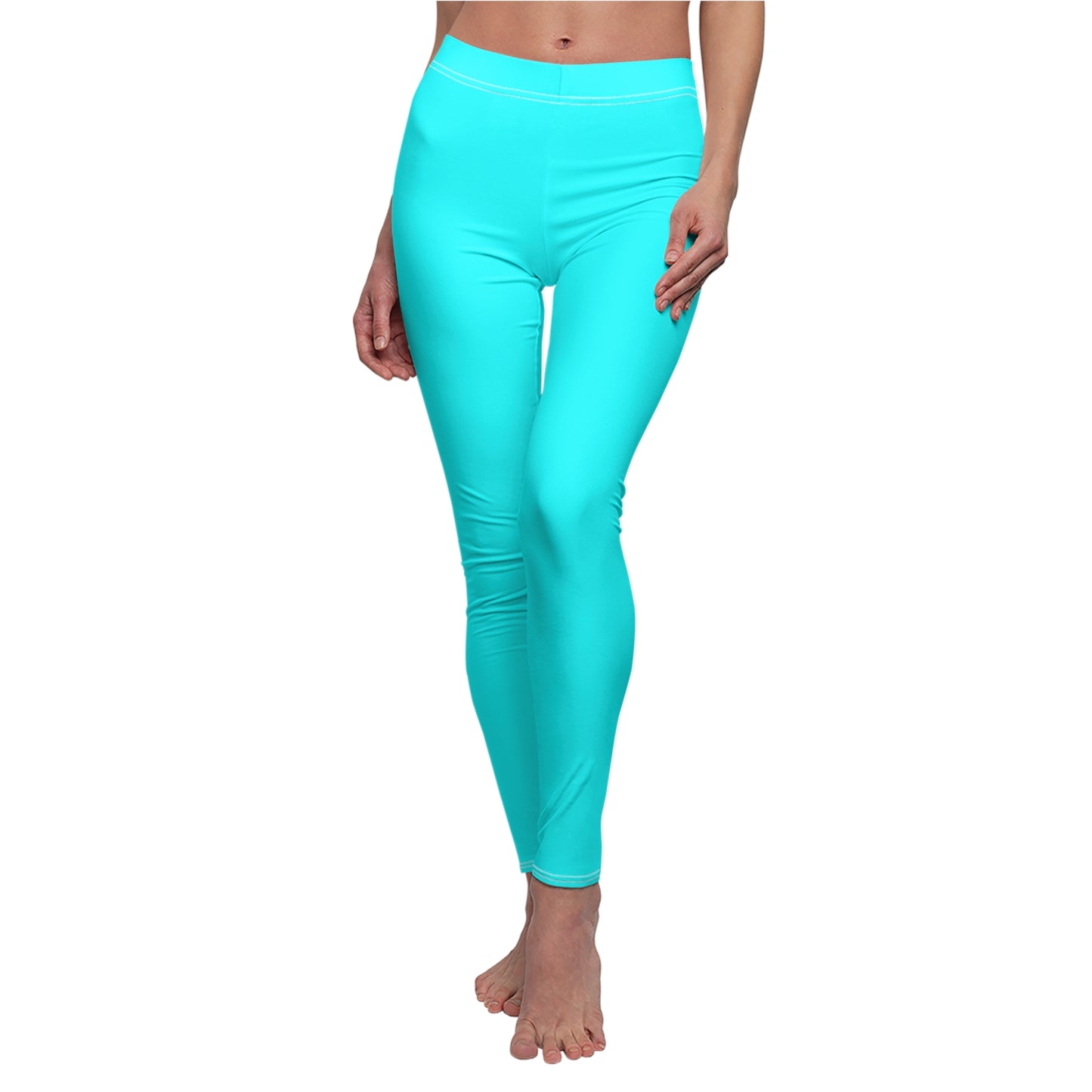 Turquoise Women's Casual Leggings — All-Over Print Stretch Leggings