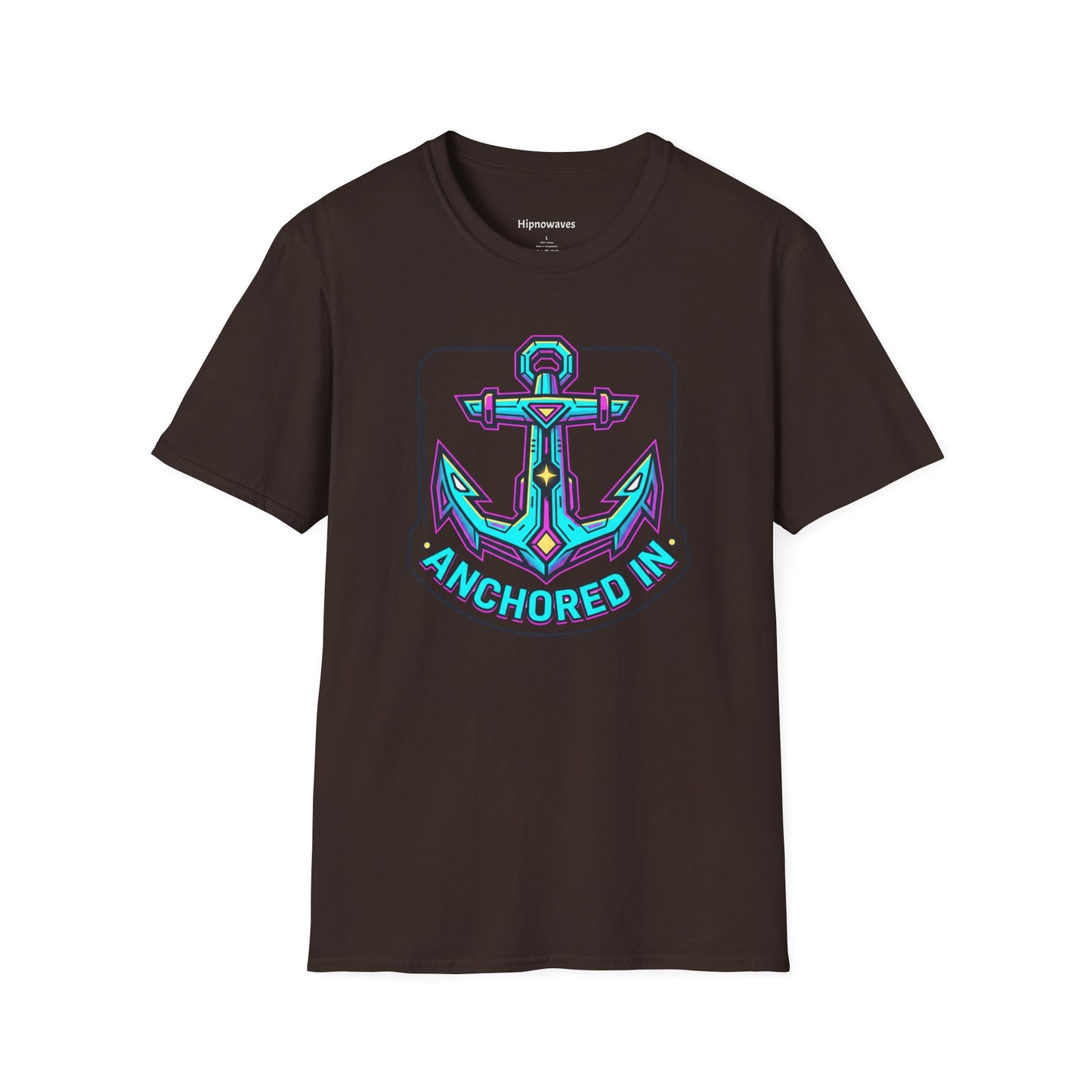 Anchored In — Neon Nautical Anchor Graphic Tee | Men's Crew Neck