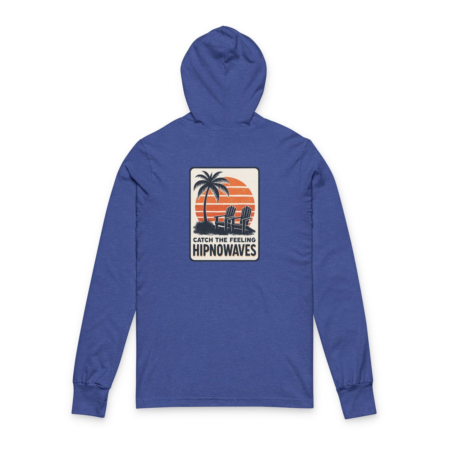 Hooded Long Sleeve Tee — 'Catch the Feeling HipnoWaves' Vintage Surf Graphic