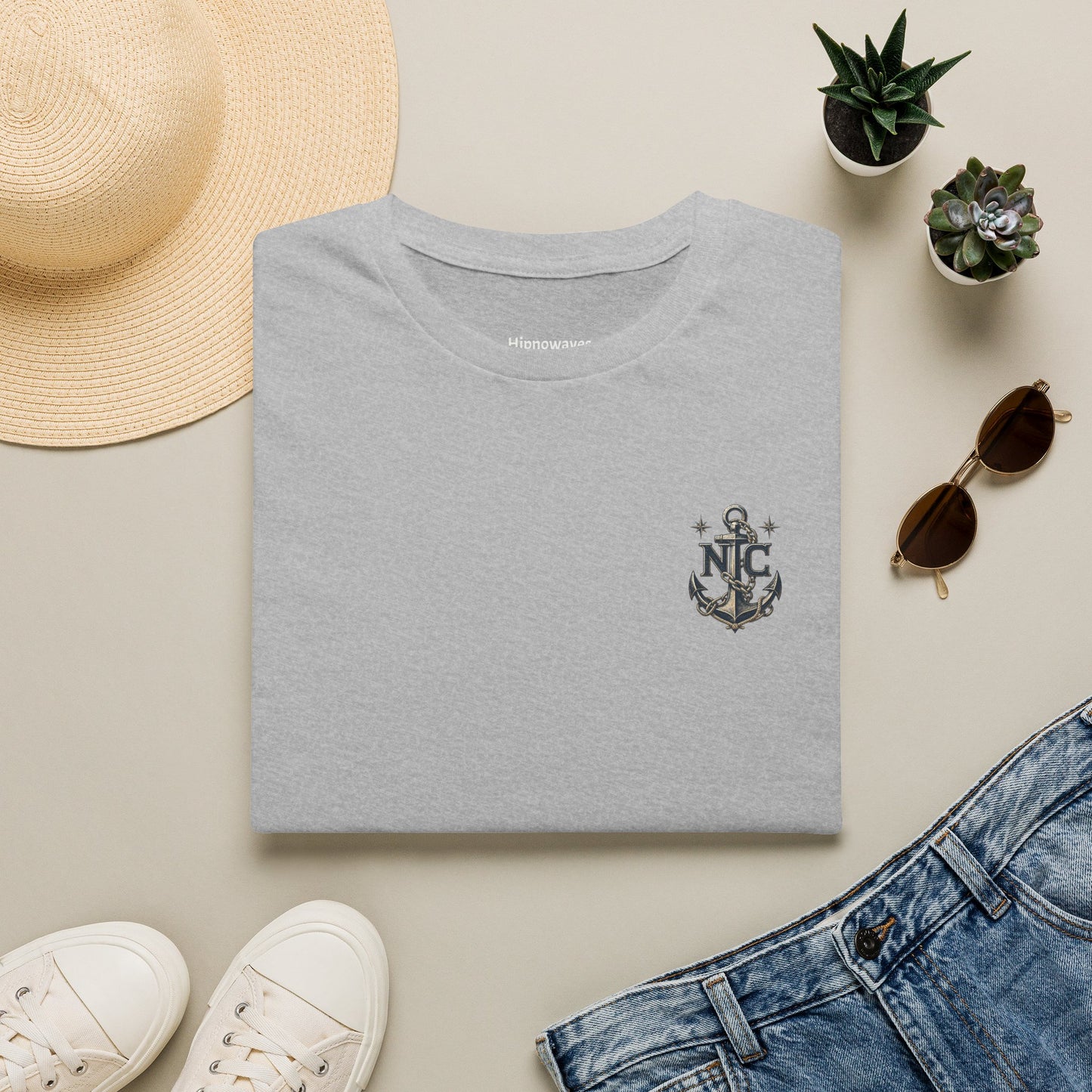 Anchor Monogram T‑Shirt — Nautical Initials Chest Logo