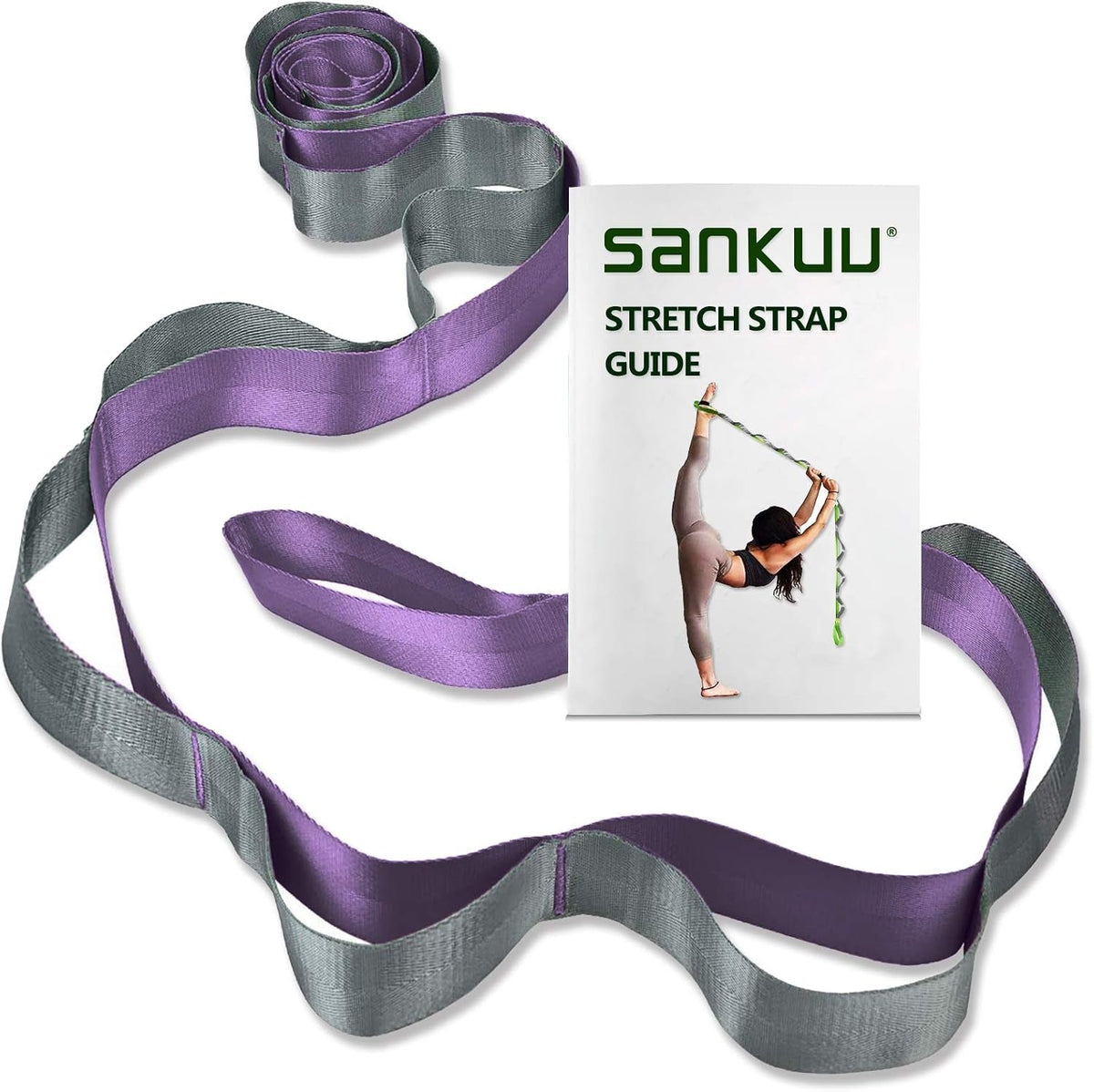 Yoga Straps Stretching Strap with 12 Loops Workout Poster, Straps for Stretching Physical Therapy Equipment Long Stretch Out Bands for Exercise, Pilates and Gymnastics for Women Men