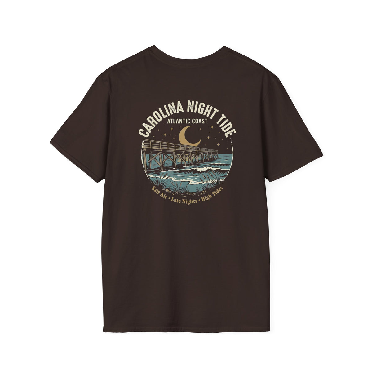 Carolina Coastal Night Tide T-Shirt — Vintage NC Anchor Chest Graphic Tee