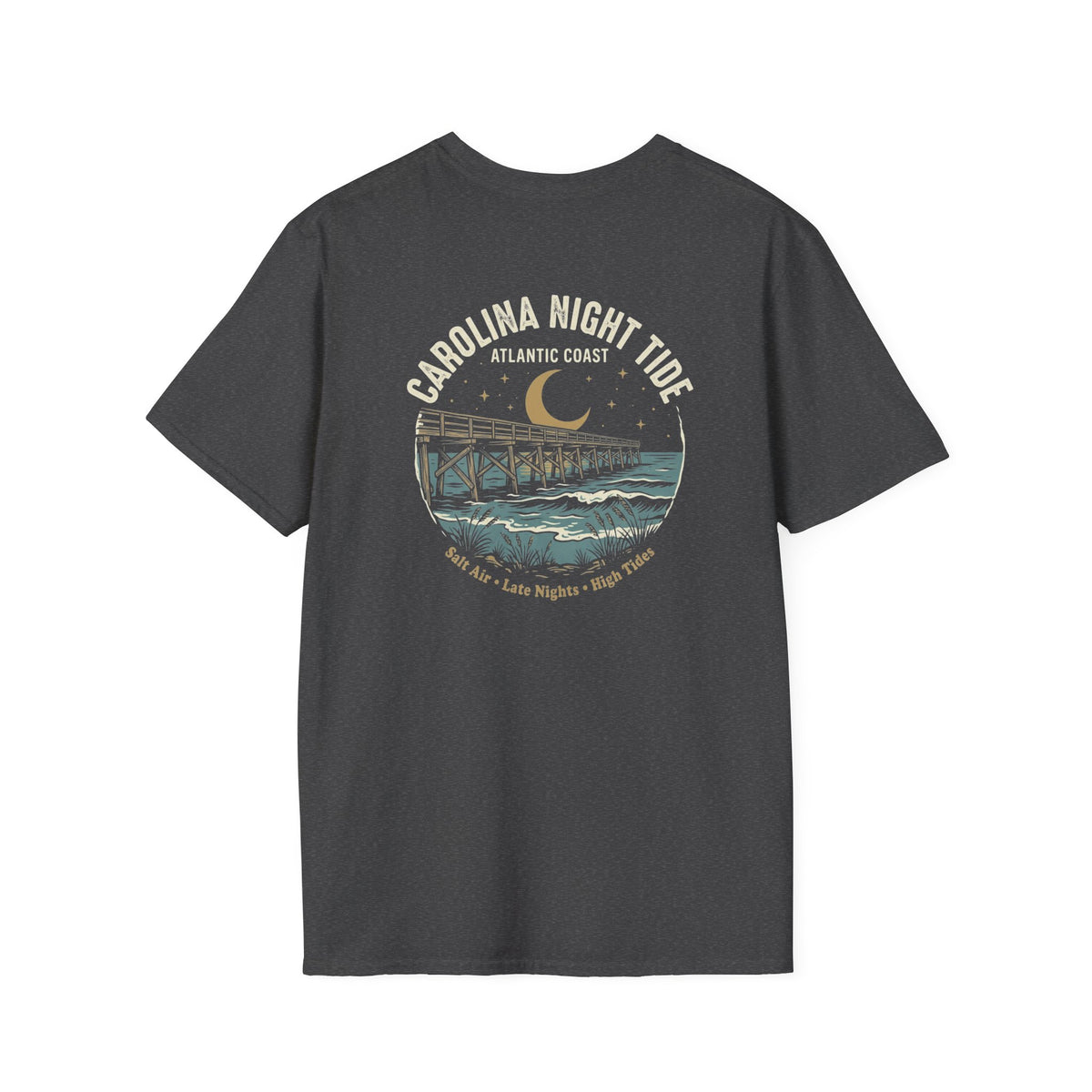 Carolina Coastal Night Tide T-Shirt — Vintage NC Anchor Chest Graphic Tee