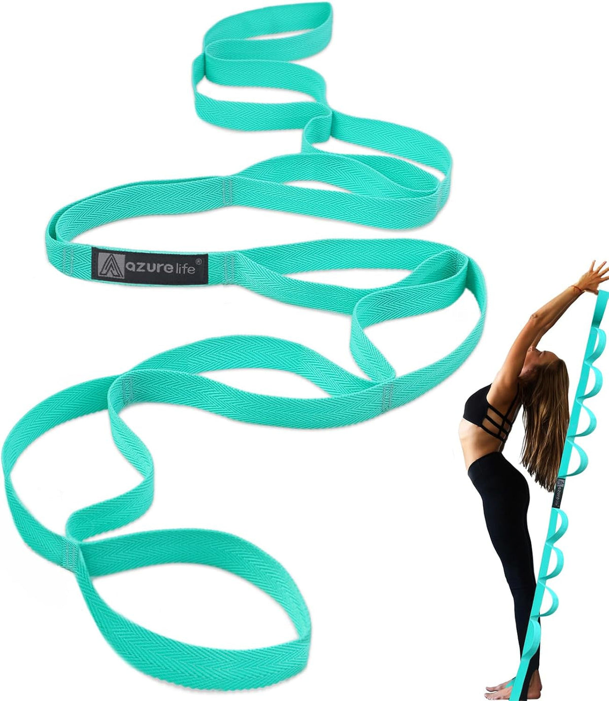 Premium Durable Stretch Straps with Loops, Stretching Strap for Physical Therapy, Multi-Loop Yoga Strap Fitness Exercise Strap for Yoga, Pilates, Dance, Flexibility&Exercise
