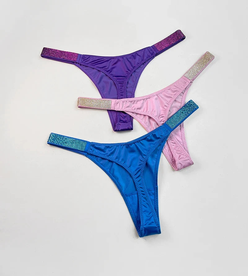 Letter Sexy Panties Women Thongs Rhinestones Diamonds G-string Sports Thong Low Waist Shorts Briefs T-back Fitness S-XL