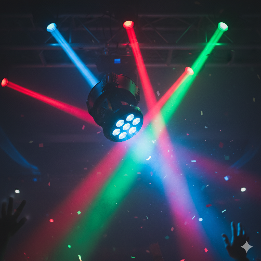 Wireless Moving Head Stage Light – Bluetooth RGB, 350° Pan for Parties & Home Events