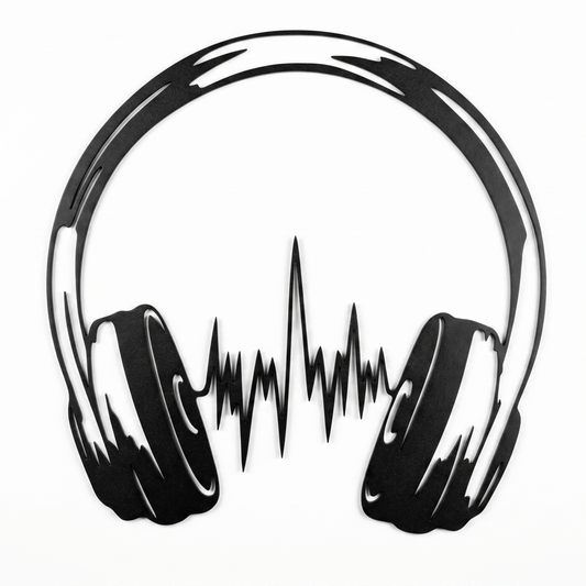 3D Print Wall Art — Headphones Sound Wave | 10x10 in