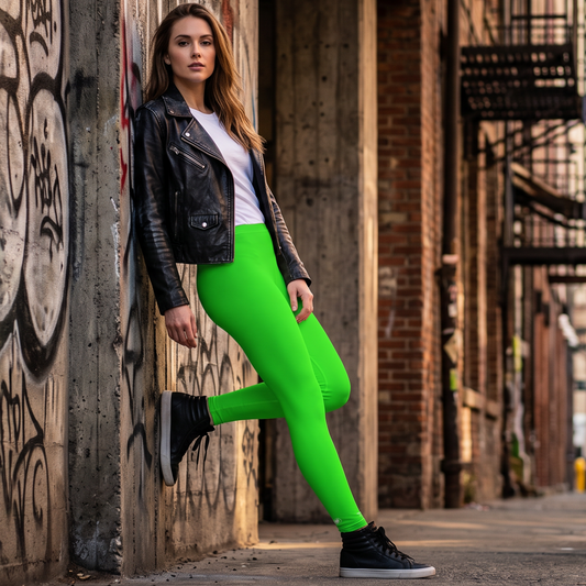 Neon Green Women's Leggings — High-Comfort Casual AOP Legging