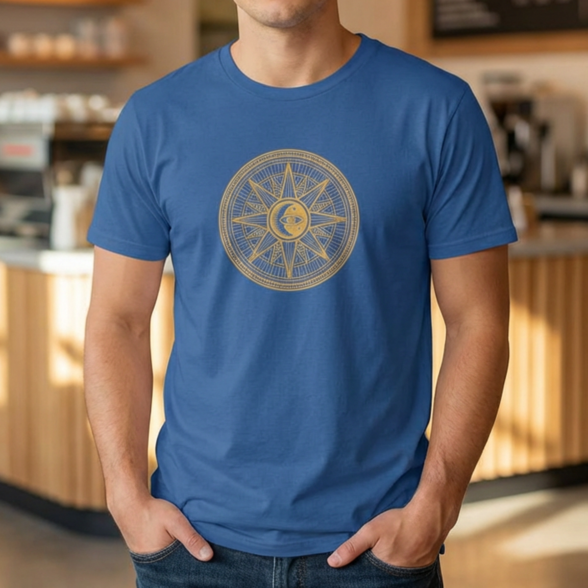 The All-Seeing Meridian T-Shirt — Sun & Moon Graphic