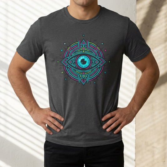 Mystic Third Eye T-Shirt — Neon Geometric Spiritual Graphic Tee