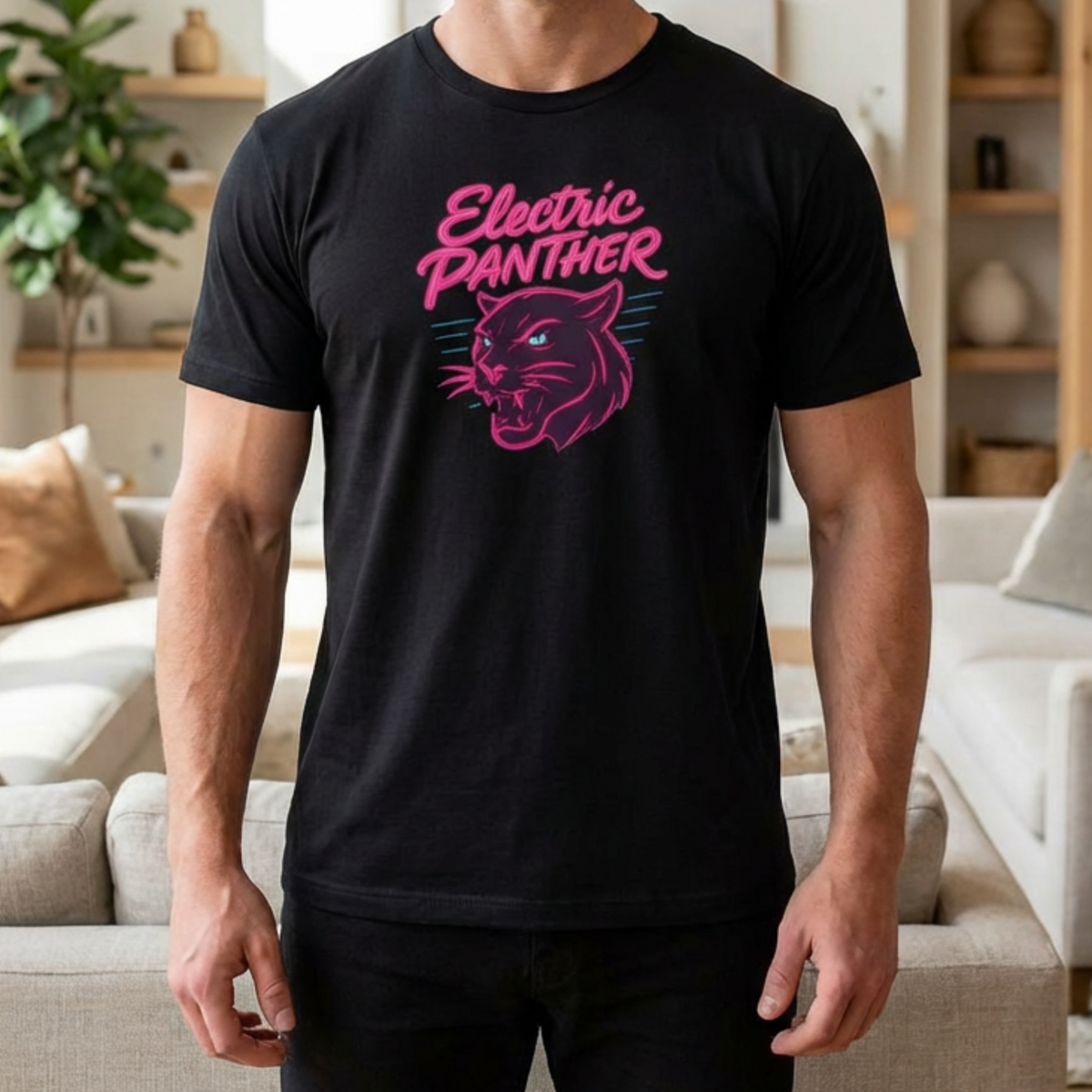 Electric Panther T-Shirt — Retro Neon Panther Graphic Tee
