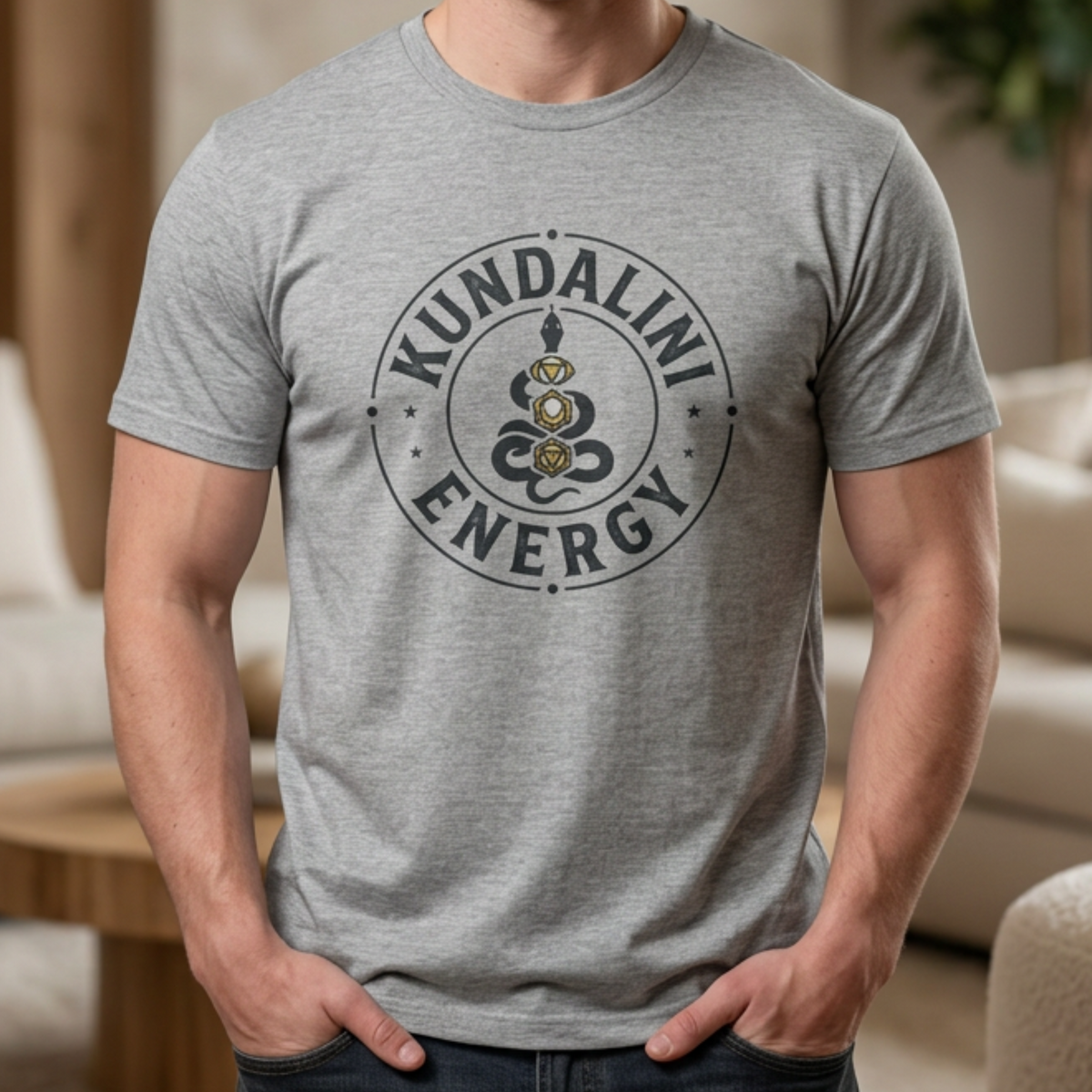 Kundalini Energy T-Shirt — Spiritual Yoga Tee with Chakra Serpent Emblem