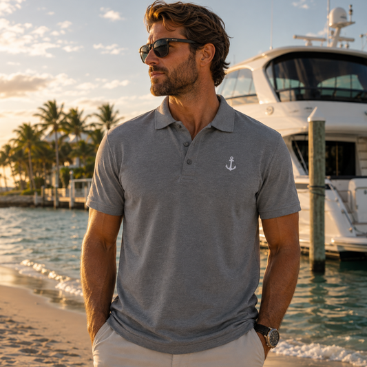 Coastal Anchor Polo Shirt — Minimalist Chest Logo