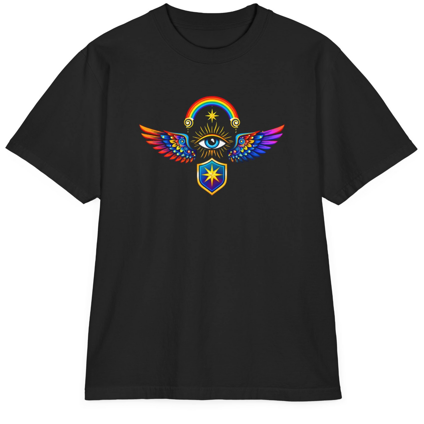 Mystic Rainbow Eye T-Shirt - Garment Dyed Drop Shoulder Tee