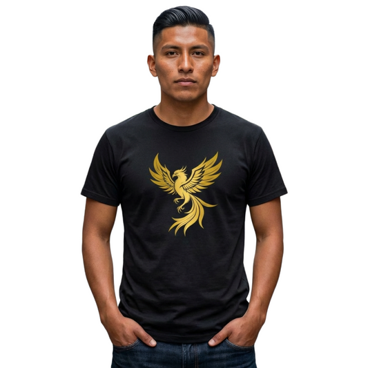 Gold Phoenix Tee – Mythical Firebird Graphic T-Shirt