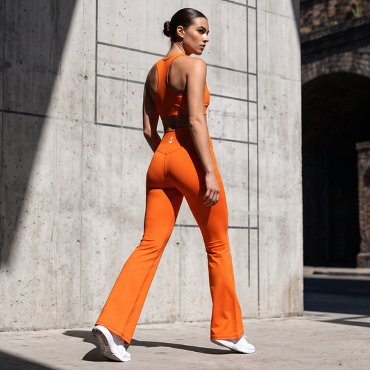 Orange Flare Leggings — High Waist Yoga Pants | Hipnowaves