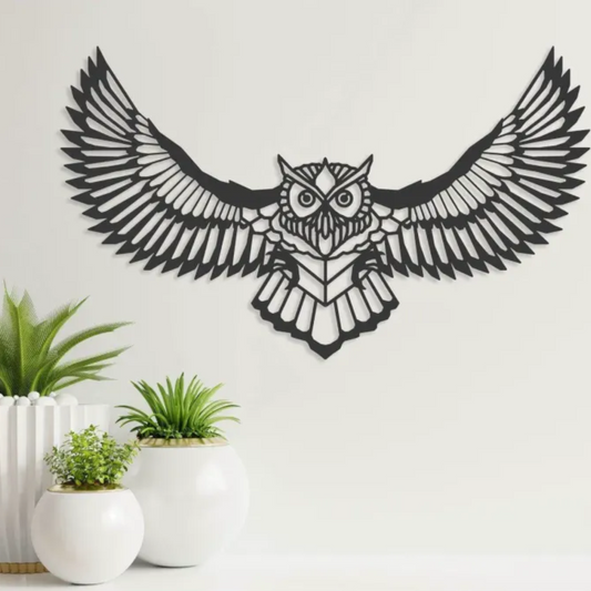 Flying Owl Wall Art | Woodland Nature Decor