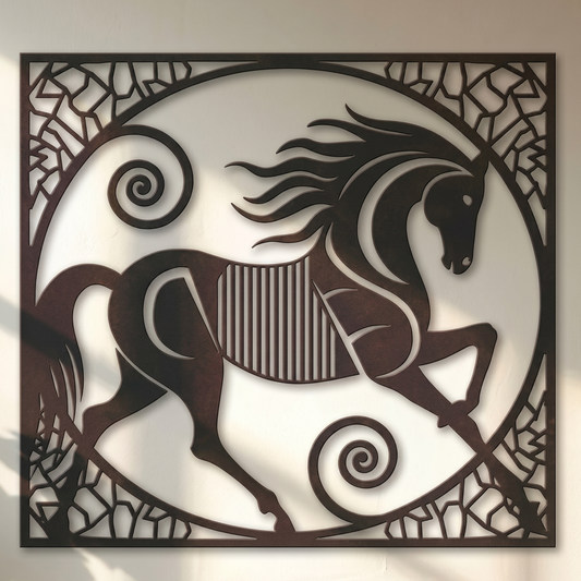 Running Horse Wall Art | Black 3D Printed Wall Decor
