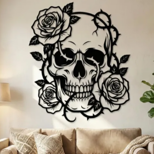 Skull & Roses Wall Art | Gothic Home Decor