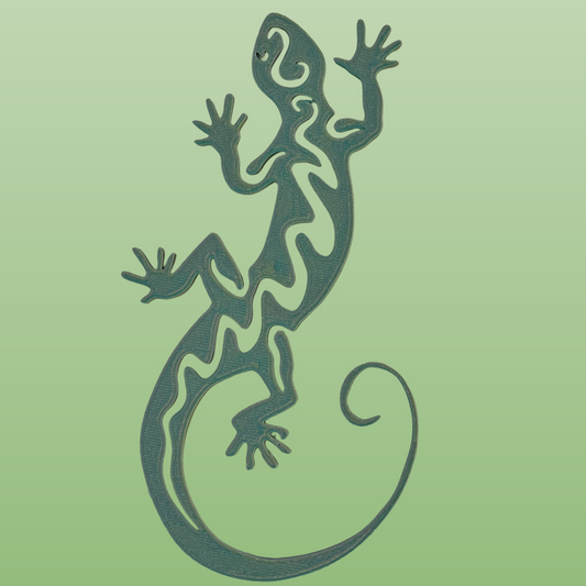 3D Printed Gecko Wall Art – Sage Green & Rose Color Shifting