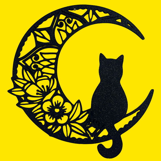 3D Printed Cat Moon Wall Art
