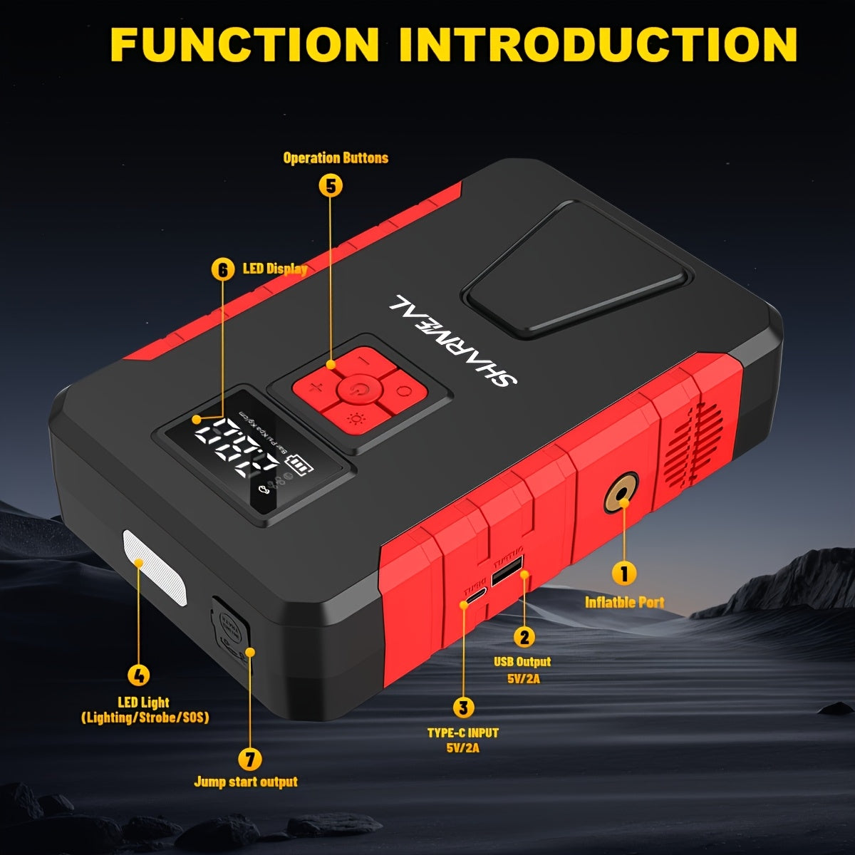 Portable Car Jump Starter with Air Compressor