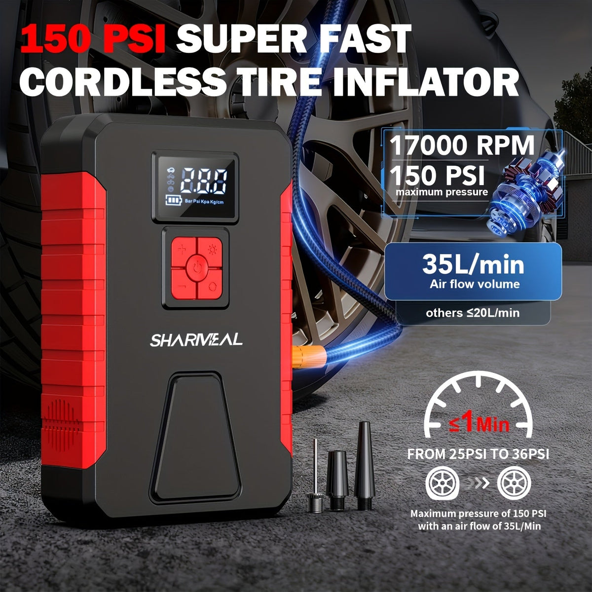 Portable Car Jump Starter with Air Compressor