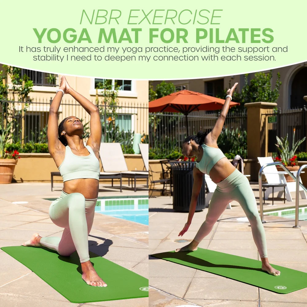 Yoga Mat 10 Mm Thickness with Carry Strap | Lightweight and Non Slip Yoga Mat for Pilates, Yoga | Free Ebook for Mat Workouts