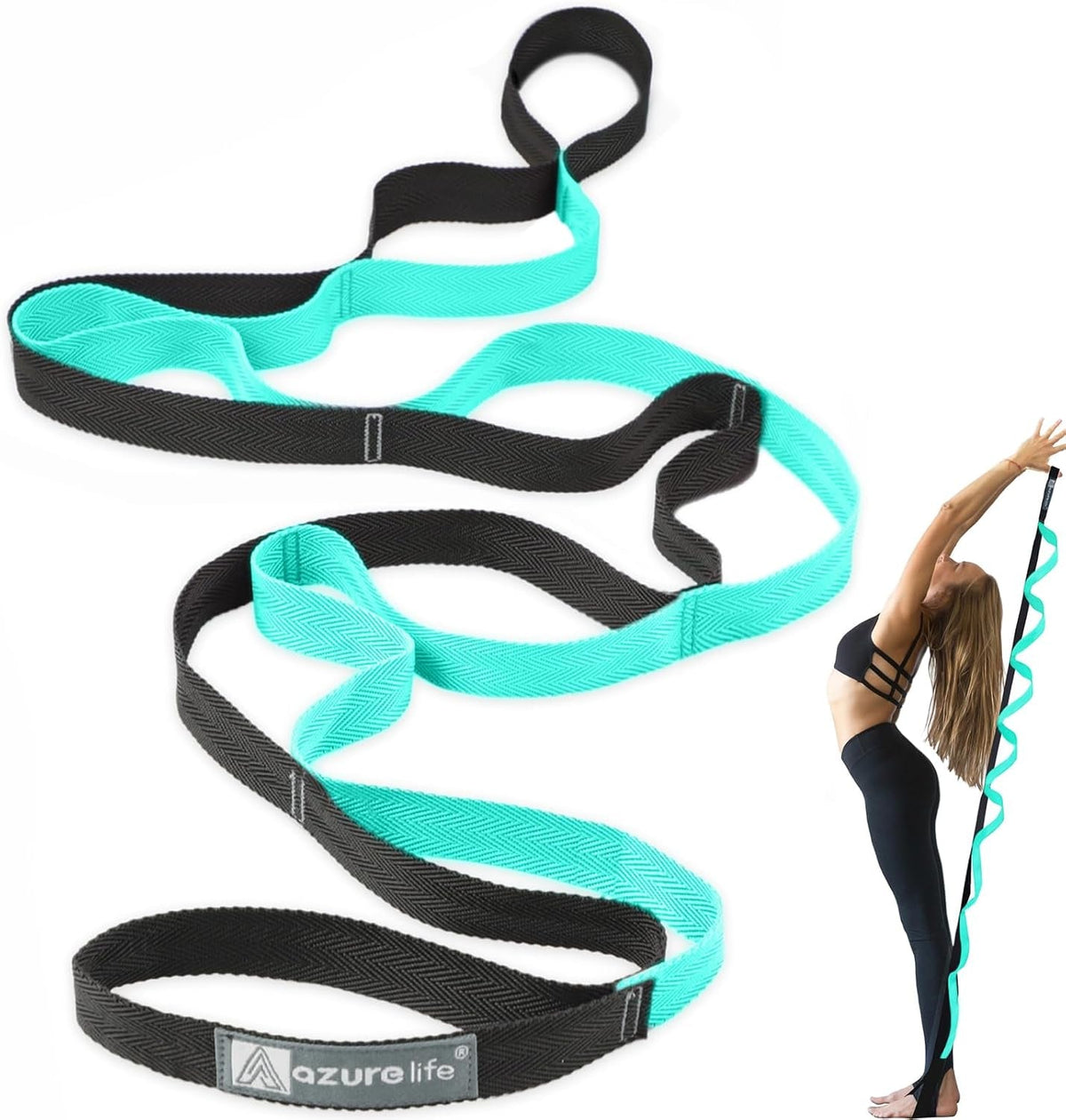 Premium Durable Stretch Straps with Loops, Stretching Strap for Physical Therapy, Multi-Loop Yoga Strap Fitness Exercise Strap for Yoga, Pilates, Dance, Flexibility&Exercise