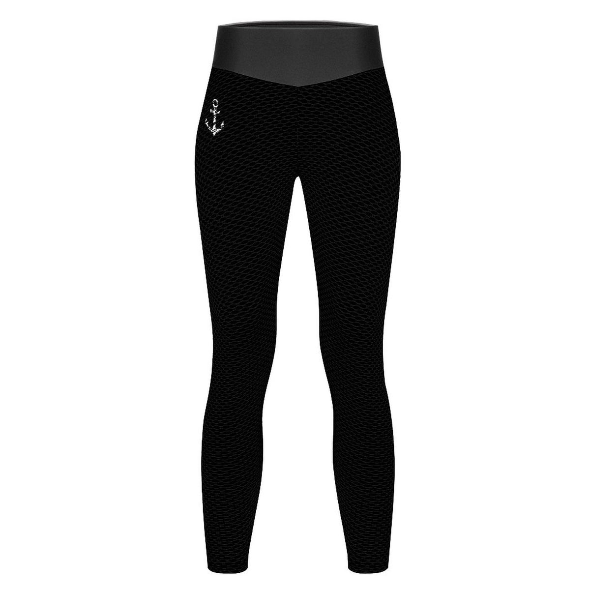 Black Honeycomb Textured Yoga Pants for Women