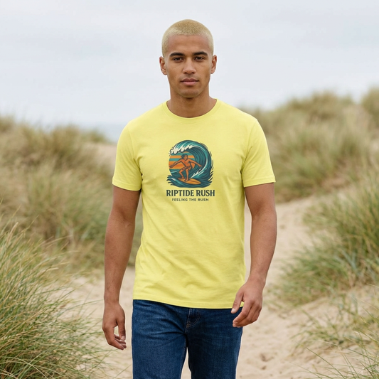 Unisex Surfing T-Shirt - Riptide Rush, Beachwear, Casual Apparel, Gift for Surfers, Summer Vibe