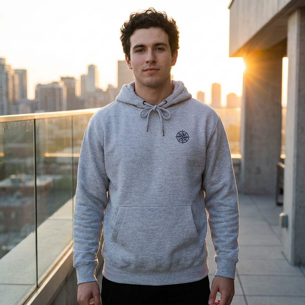 Anchor The Feeling Hoodie — Nautical Anchor Graphic Fleece Pullover