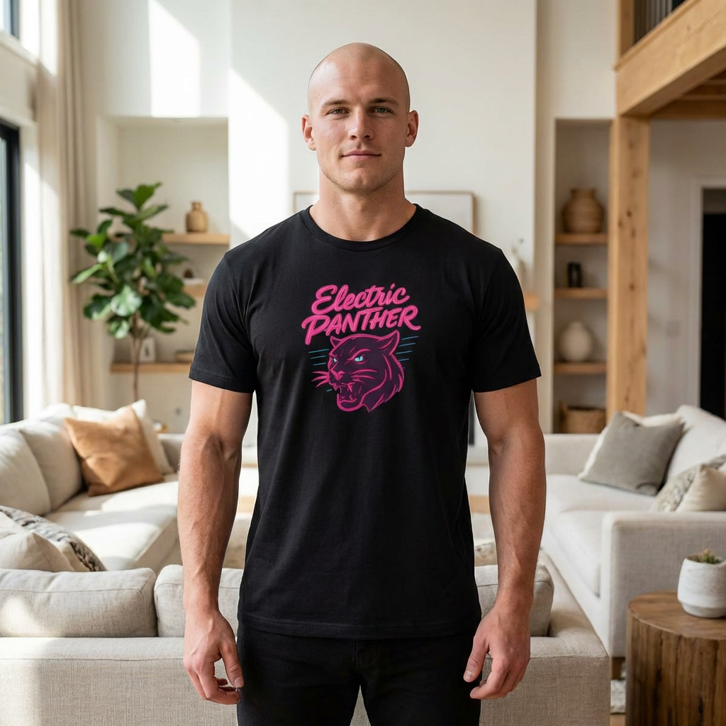 Electric Panther T-Shirt — Retro Neon Panther Graphic Tee