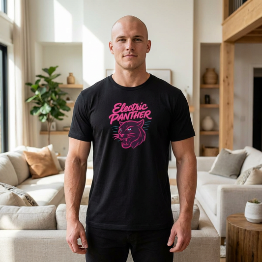 Electric Panther T-Shirt — Retro Neon Panther Graphic Tee