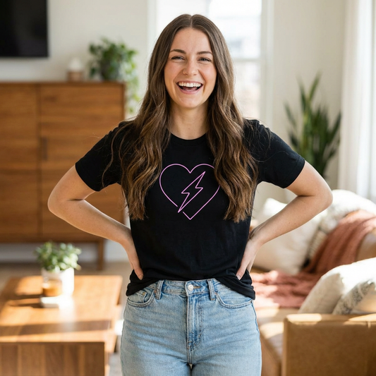 Lightning Heart Women's T-Shirt, Cute Casual Tee, Gift for Her, Spring Fashion, Birthday Gift, Summer Top, Graphic Tee