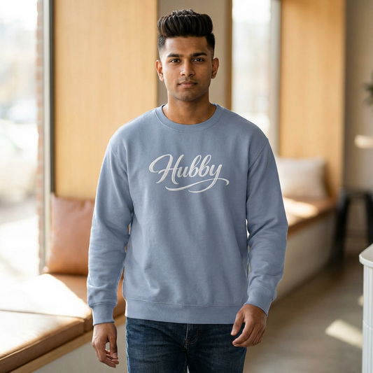 Hubby Script Crewneck Sweatshirt — Cozy Husband Gift