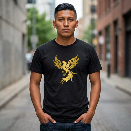 Gold Phoenix Tee – Mythical Firebird Graphic T-Shirt