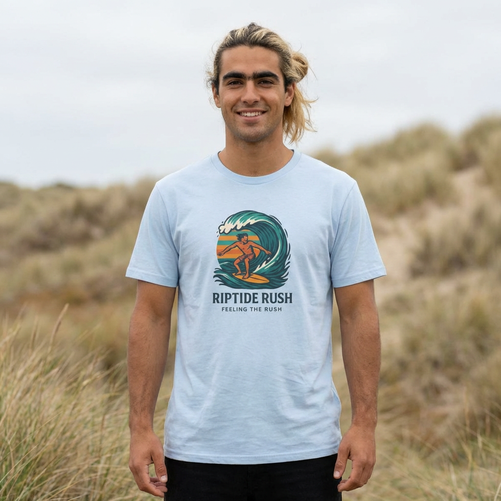 Unisex Surfing T-Shirt - Riptide Rush, Beachwear, Casual Apparel, Gift for Surfers, Summer Vibe