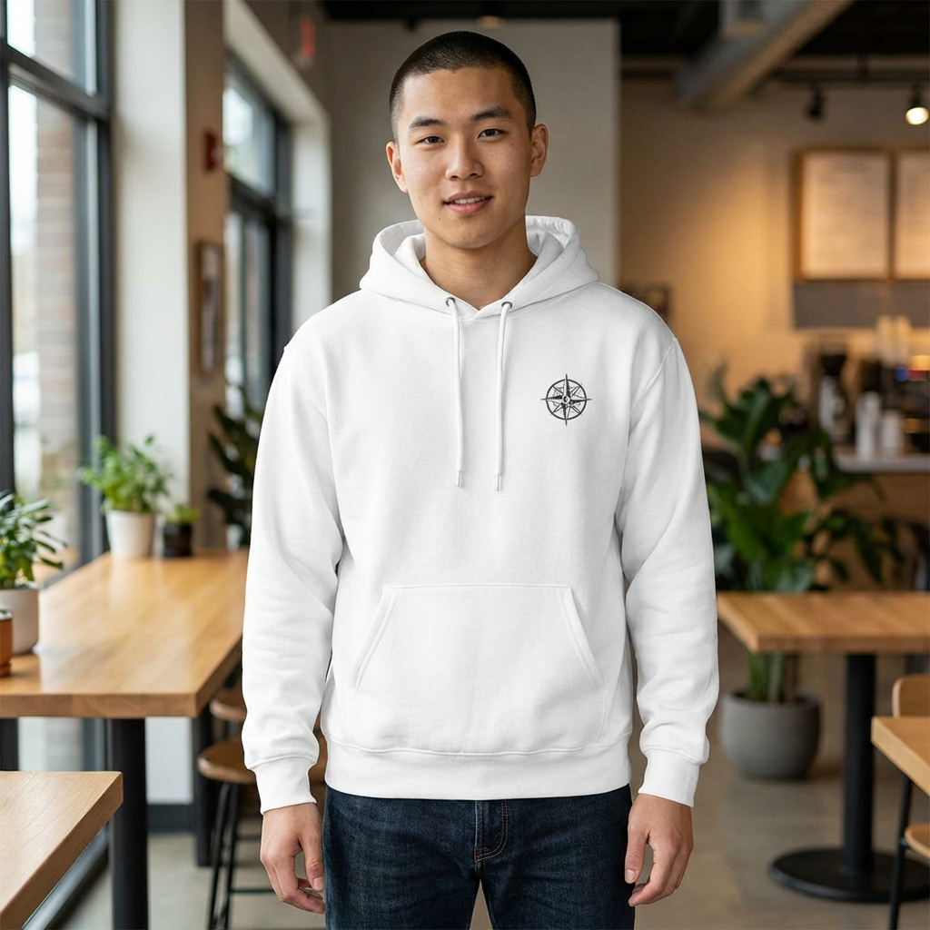 Anchor The Feeling Hoodie — Nautical Anchor Graphic Fleece Pullover