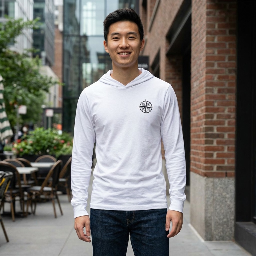 Hooded Long Sleeve Tee — 'Catch the Feeling HipnoWaves' Vintage Surf Graphic