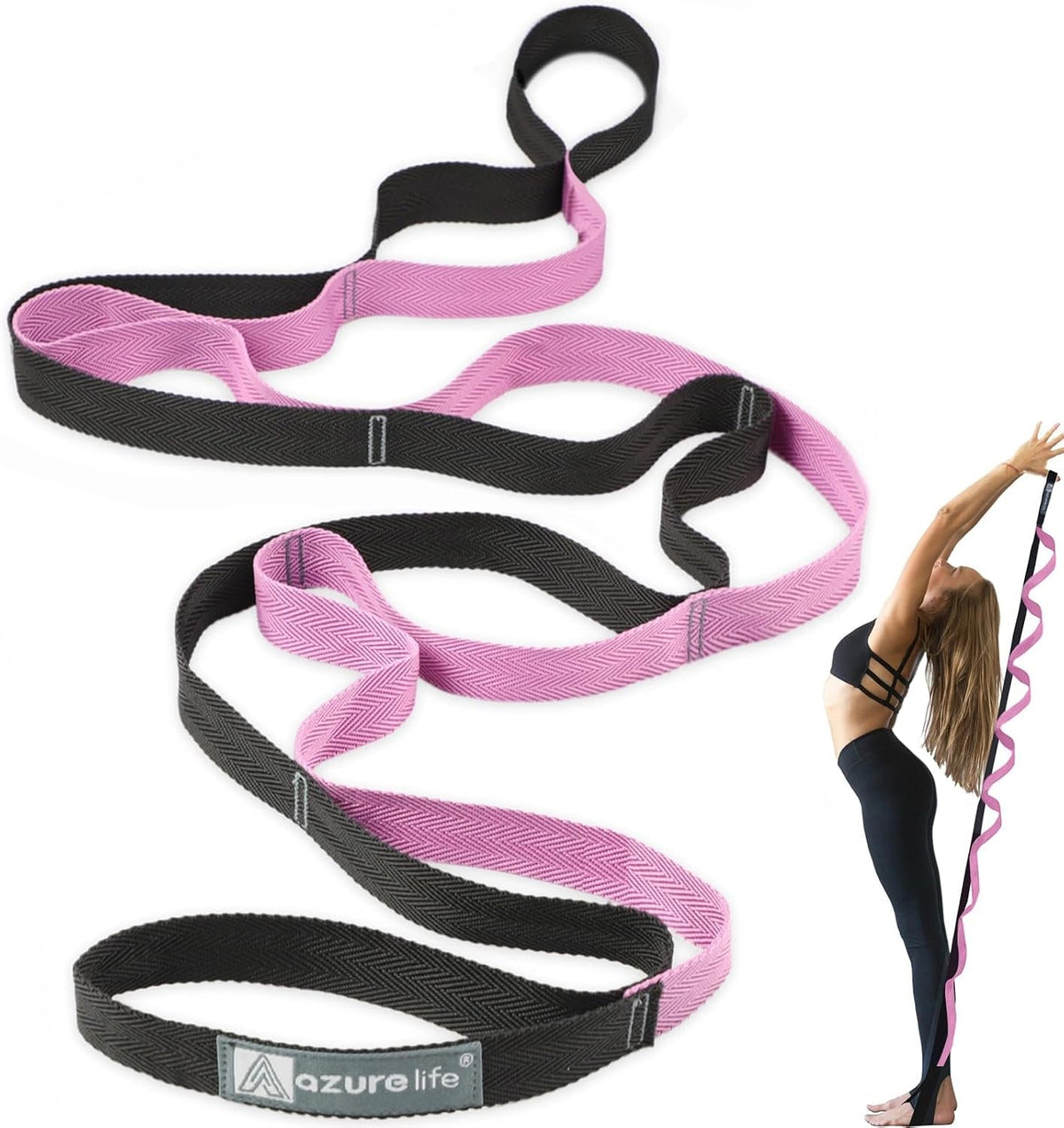 Premium Durable Stretch Straps with Loops, Stretching Strap for Physical Therapy, Multi-Loop Yoga Strap Fitness Exercise Strap for Yoga, Pilates, Dance, Flexibility&Exercise